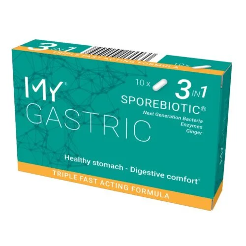 Papildai skrandziui ir VIRSKINIMUI- gerosios bakterijos ir fermentu misinys MY GASTRIC Sporebiotic®